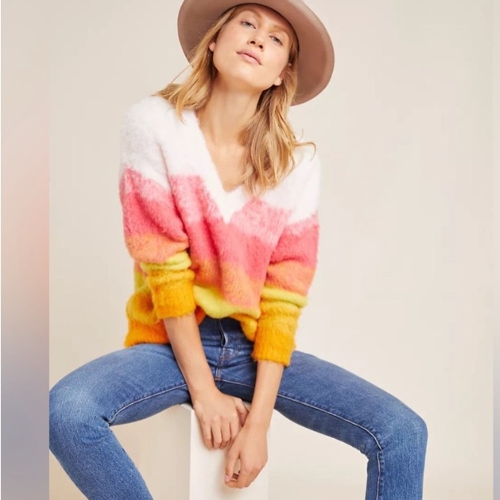 Anthropologie Simone Striped soft Wool Sweater Small